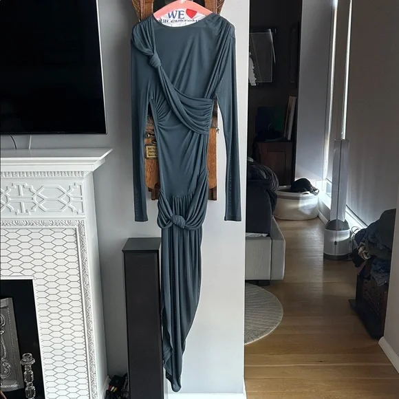 ZARA BLUE/GRAY KNOTTED ASYMMETRIC DRESS - ZW COLLECTION - Picture 2 of 7